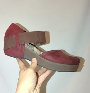 OTBT Migrant Mary Jane Burgundy Leather Wedge Platform Wine Red Comfort 7.5